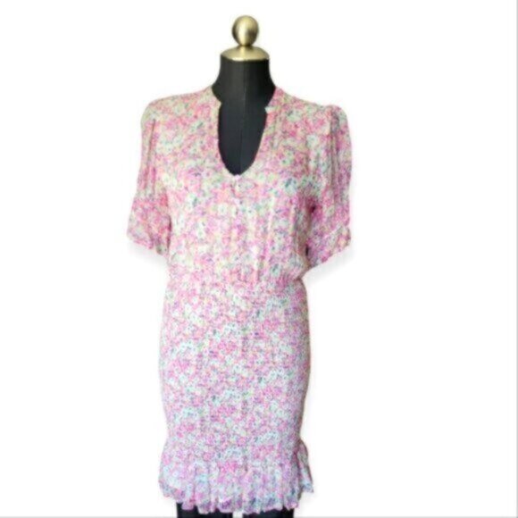 Esqualo Pink Floral Chiffon Dress NWT Sz 4 - Picture 1 of 15
